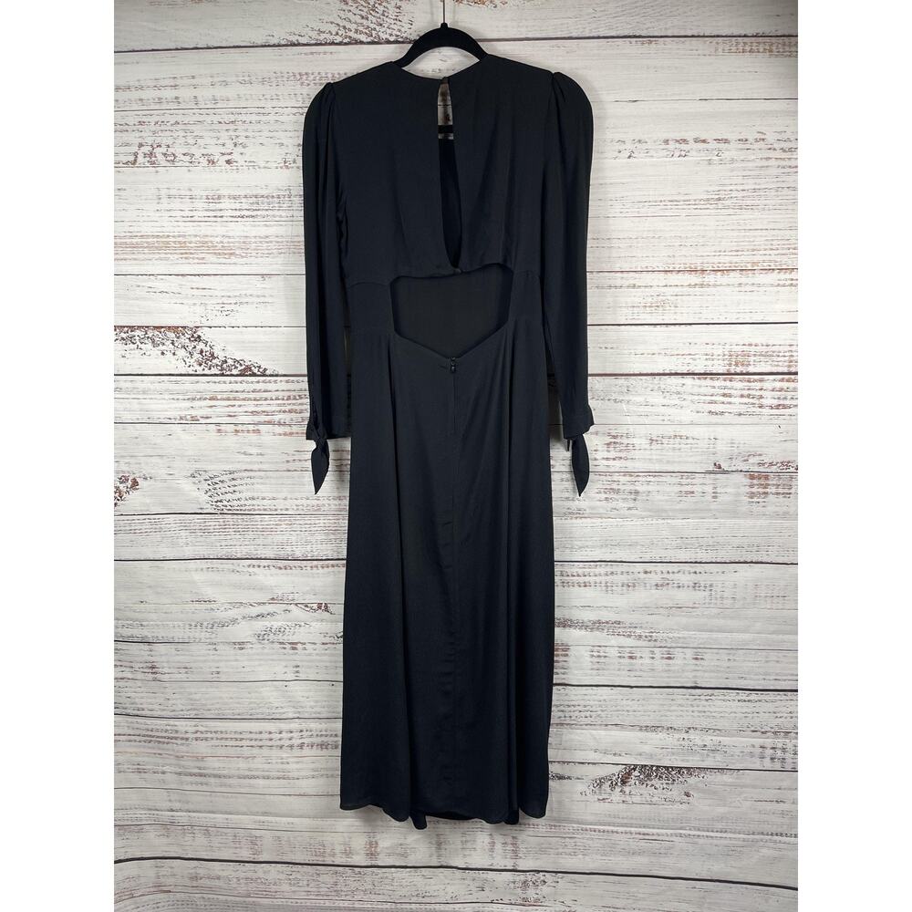 LBLC The Label Dress Women's Small Black Cutout Back Puff Sleeve Maxi Side Slit - Picture 13 of 14